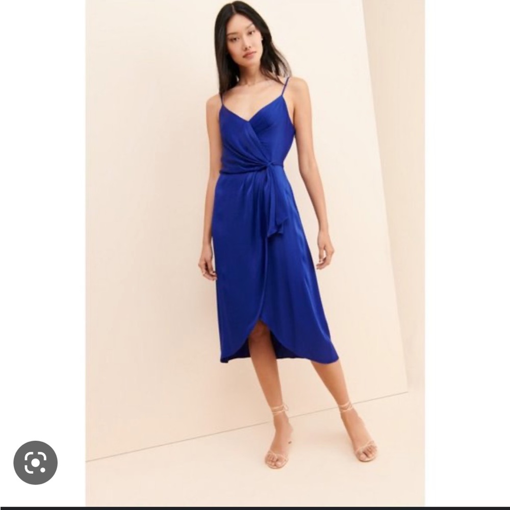 Anthropologie  Giverny Royal Blue Midi Slip Dress Size 6